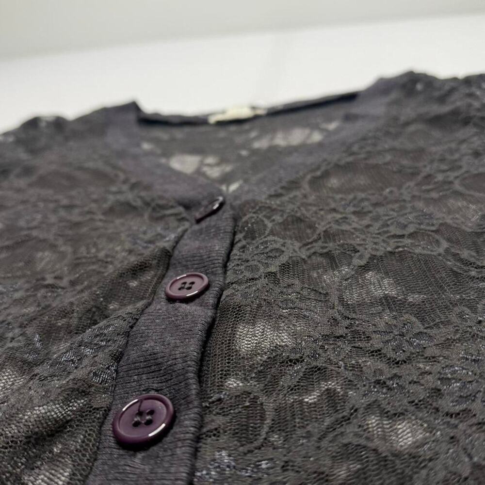 Lace Button Up Sheer Layering Top - Sweater Size Medium - Picture 5 of 5